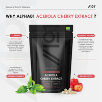 ALPHA01 Organic Acerola Cherry Extract 11,750mg - High Strength 100% NRV Natural Vitamin C, Made from Organic Acerola Cherry 25:1 Extract - Non-GMO, Gluten-Free, Halal, Vegan. 90 Vegan Capsules