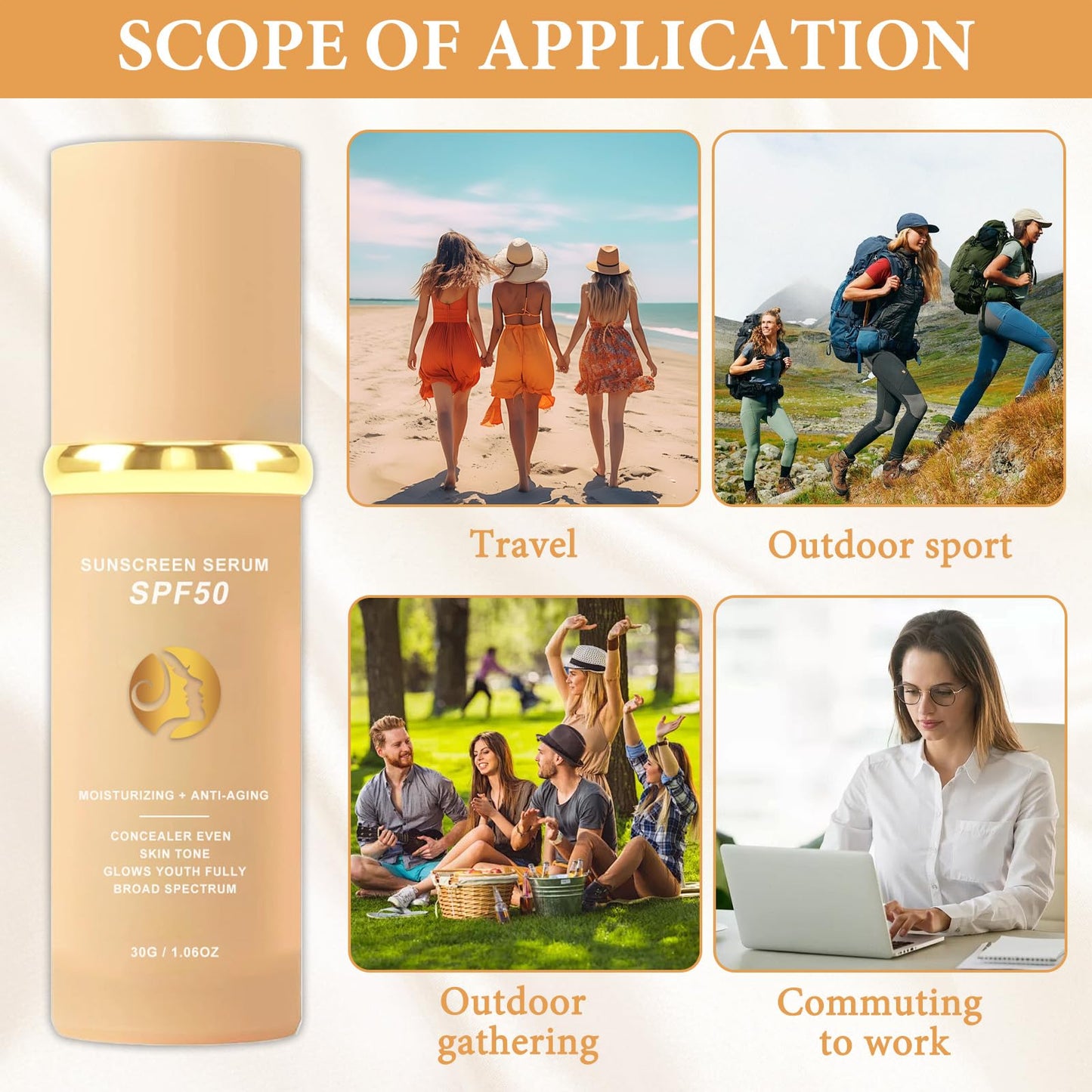 4 in 1 Moisturizing Full Coverage Liquid Foundation Sunscreen Serum Spf 50 Foundation Biomimic Foundation Concealer,Moisturizer,Sunscreen Serum Uniform Skin Tone Stay up to 24h