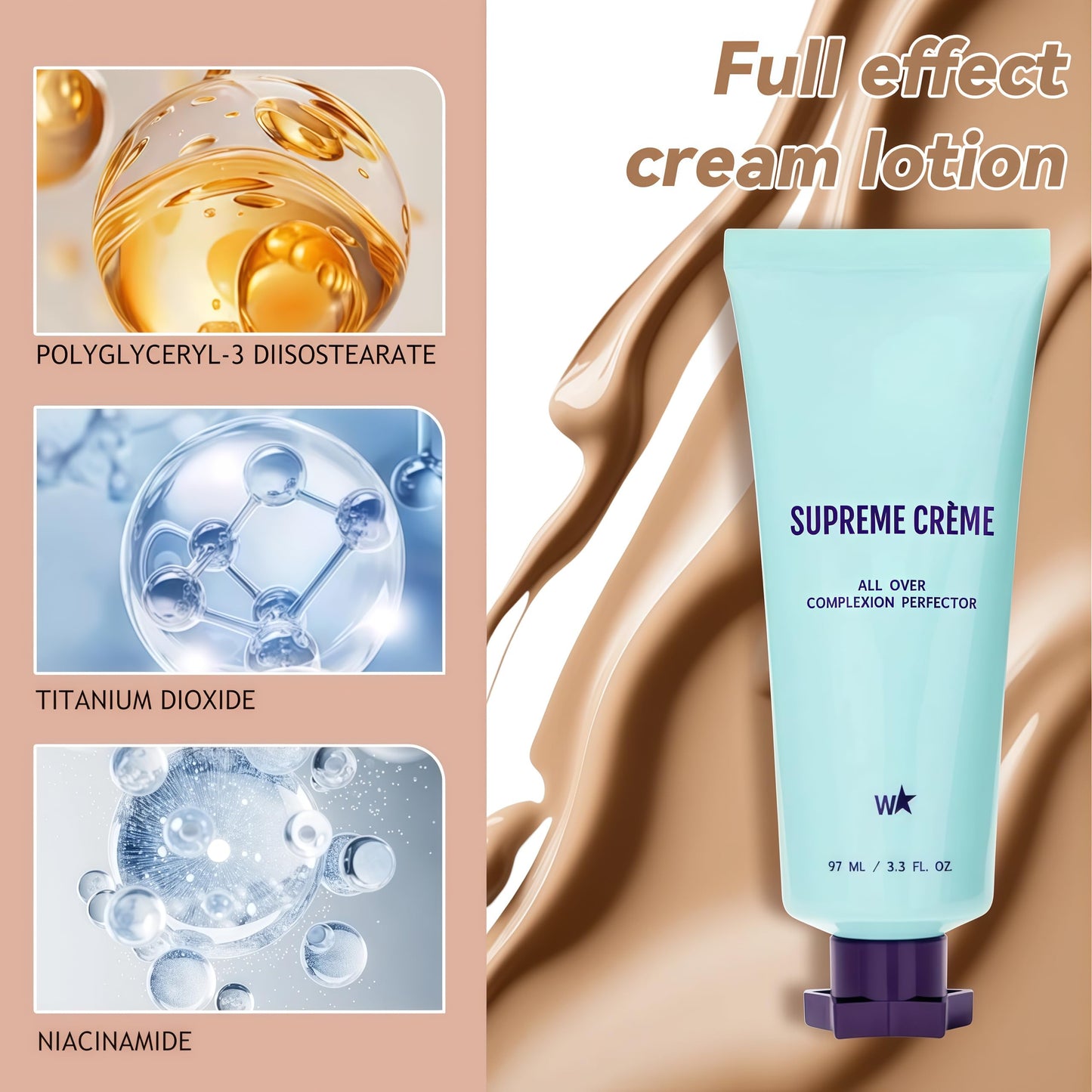 TMYIOYC ANGEL SILK Supreme Creme All-Over Complexion Perfector, Supreme Creme Body Coverage Perfector, 24H Long Lasting CC Cream Foundation Full Coverage, Concealer Waterproof & Transfer-Resistant Skin Tint