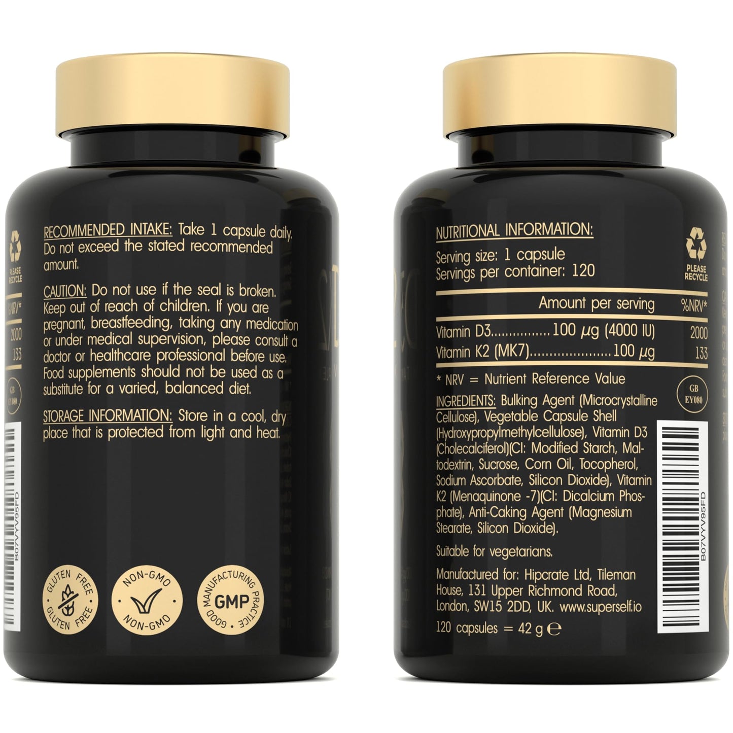 Vitamin D3 K2 Capsules - High Strength Vitamin D Tablets - 4000 IU Vitamin D & 100mcg Vitamin K MK7-120 Capsules - UK Made & Vegetarian - VIT D3 K2 Supplement for Strong Bones, Teeth, Immune System