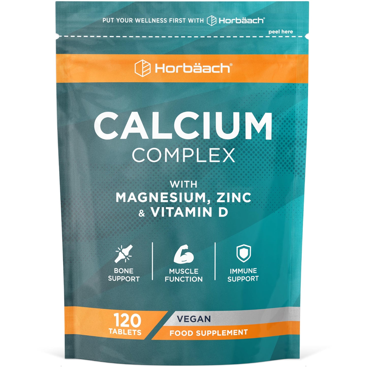 Horbäach Calcium Tablets | Calcium, Magnesium, Zinc and Vitamin D | High Strength Complex | 120 Vegan Tablets | Supplement for Women & Men | Horbaach