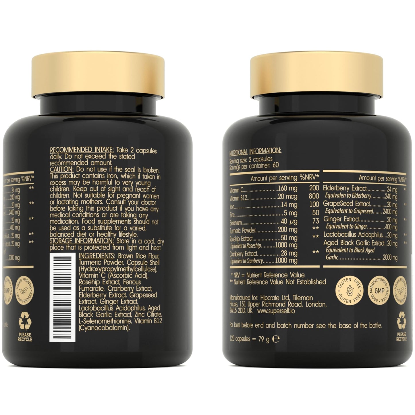 Immune System Booster - Immune Support & Recovery Supplement - Vitamin C, B12, Zinc, Iron, Selenium, Elderberry, Probiotics - Immune System Vitamins for Adults - 120 Capsules - Vegan Immunity Complex