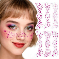 AmiCera Glitter Freckles Face Tattoo, 6 Pcs Face Glitter Freckles Gold for Kids Women, Fake Sparkle Temporary Tattoos Stickers for Girls and Adults Festival Makeup Accessories Face Decor, Maroon