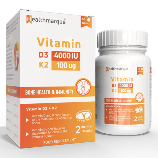 Healthmarque Vitamin D3 4000IU + K2 (MK7) 100 mcg | Vegetarian | Tablets