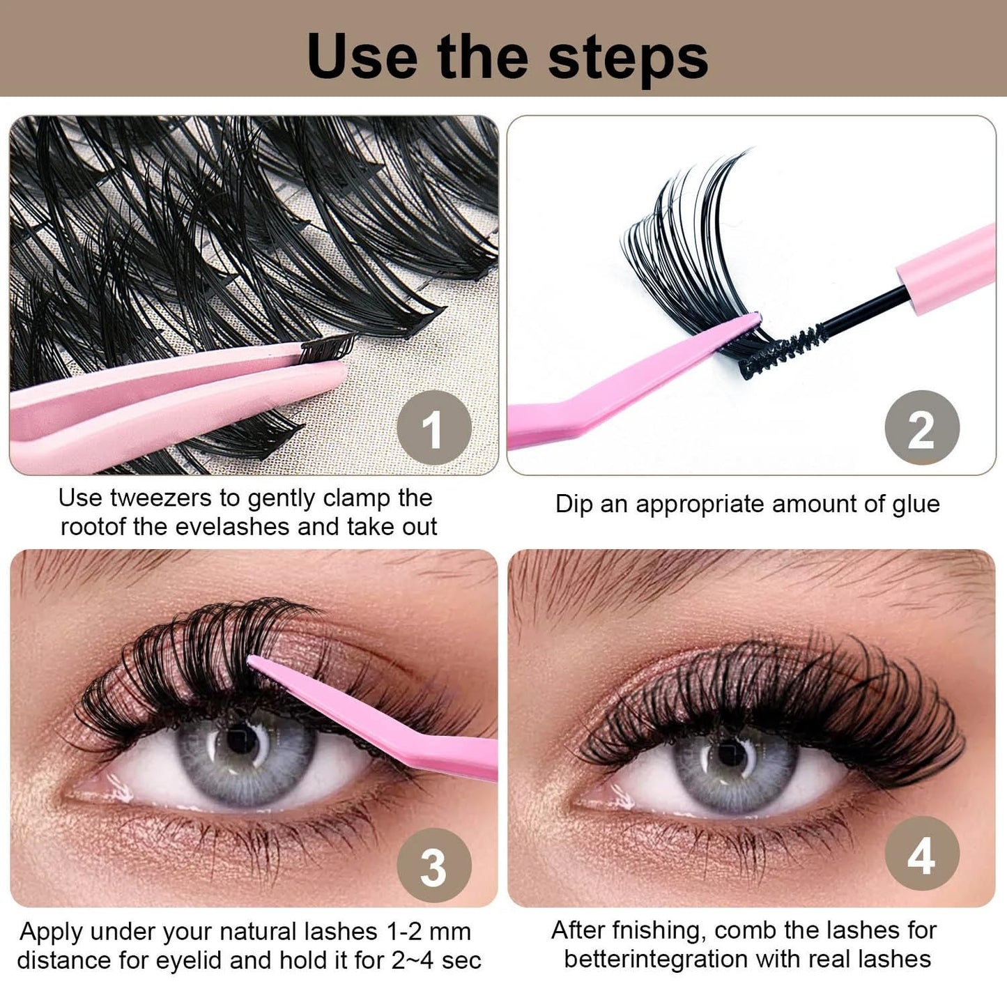 Bransfy 238pcs 100D Thick Volume Eyelashes Clusters Natural Eyelash Extensions Russian D Curl Individual Eyelash Cluster Makeup Tools Lashes(100D-0.07D 9-16mm)