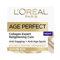 L'Oreal Paris Age Perfect Collagen Expert Retightening Care Night Cream, Anti-Sagging Plus Anti Age Spots Night Moisturiser Cream Targets Age Spots 50 ml