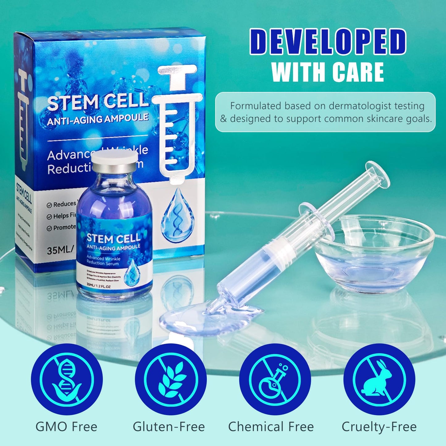 chenyayun Stem Cell Serum Solution for Lifting & Tightening Face, Boosting Skin Elasticity/Synthesis of Collagen, Skin-Repair, Anti-Oxidant, Long-Lasting Hydration|1.2Fl.Oz/35ML