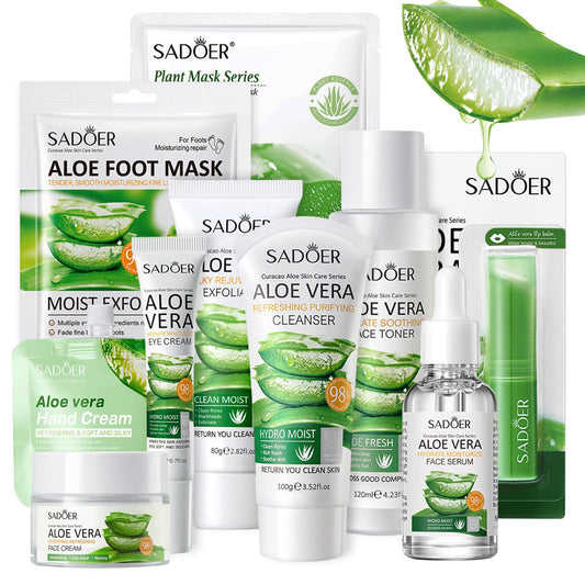 Leogony 10PCS Skin Care Sets for Women, Aloe Vera Gift Set for Teenage Girls, Face Skincare for Teen Girl