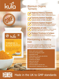 Kula Nutrition Turmeric Supplements with Black Pepper High Strength 1580mg - 90 Vegan Turmeric and Black Pepper Capsules - Tumeric and Ginger Joint Care Supplements with Curcumin, Anti Inflammatory Tablets