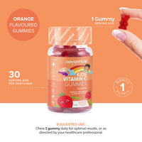 Novomins Kids Vitamin C Gummies - Sugar Free – Chewable Vitamin C for Children – with Added Bioflavonoids, Rose Hip, Elderberry & Zinc - Immune System Support - Vegan- Gluten Free