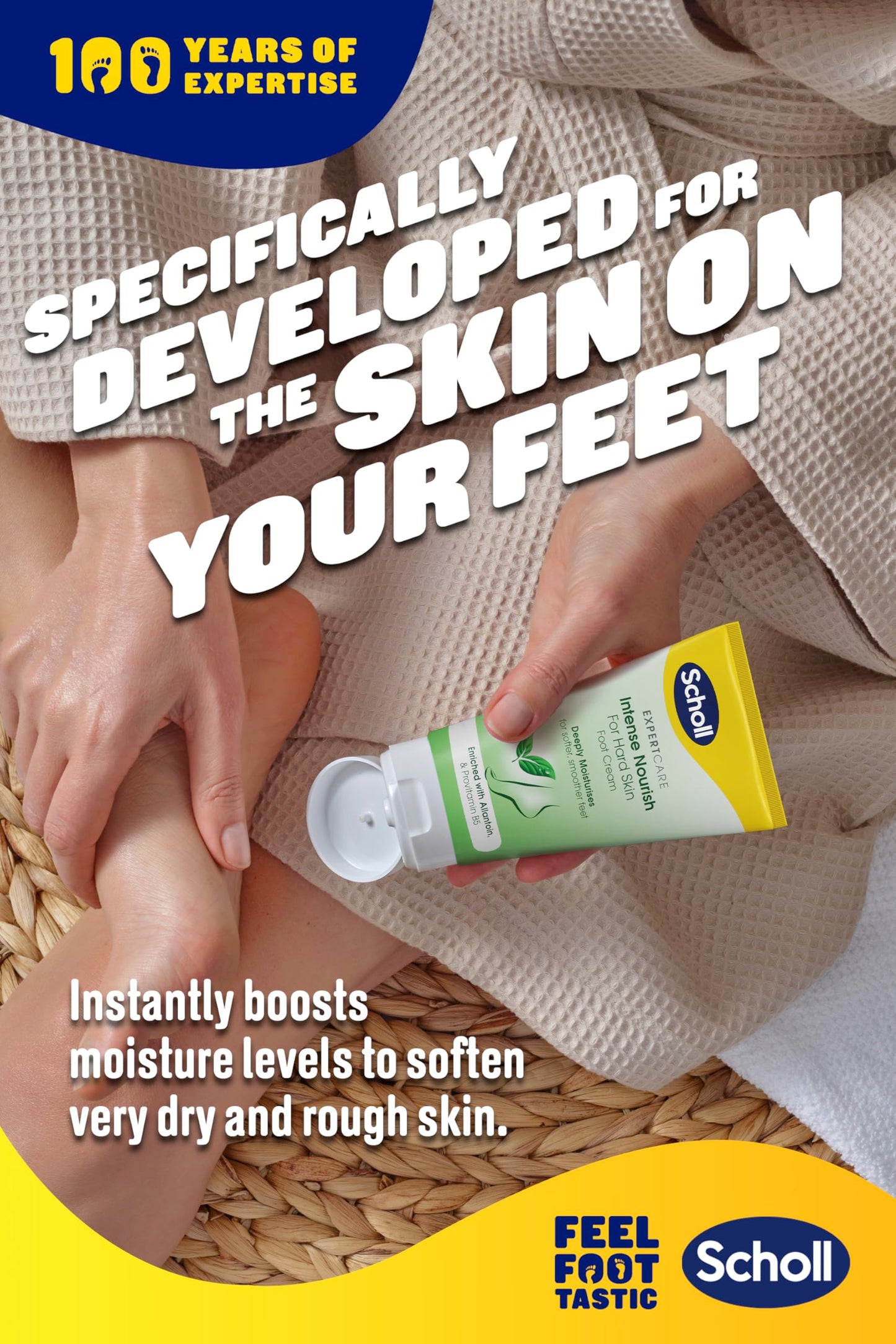 Scholl ExpertCare Intense Nourish Foot Cream for Hard Skin 150ml, Deeply Moisturising Cream with Urea, Vitamin E & Provitamin B5 Complex for Softer Smoother Feet