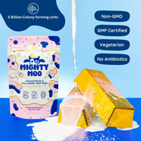 Bovine Colostrum Powder with Collagen Peptidces for Gut Health, Immune Support, Hair Growth & Beauty Supplement, Gluten Free, Sugar Free | Mighty Moo Freeze-Dried Colostrum, Unflavored, 30 Servings