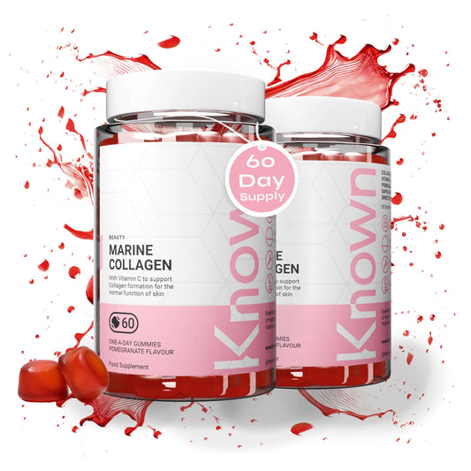Marine Collagen Gummies by Known Nutrition with Vitamin C | 60 One-a-Day 500mg Hydrolysed Marine Collagen Gummies | Supporting Hair, Skin & Nails | Pomegranate Flavour (2)