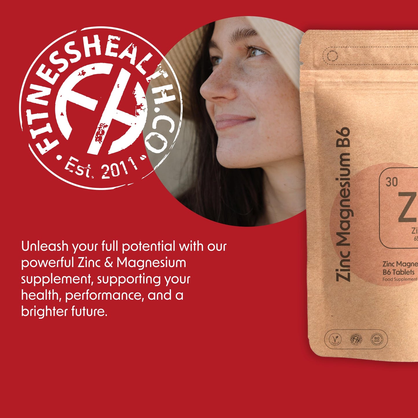 Fitness Health 1200mg Zinc Magnesium Vitamin B6-120 Tablets - Muscle Recovery & Sleep