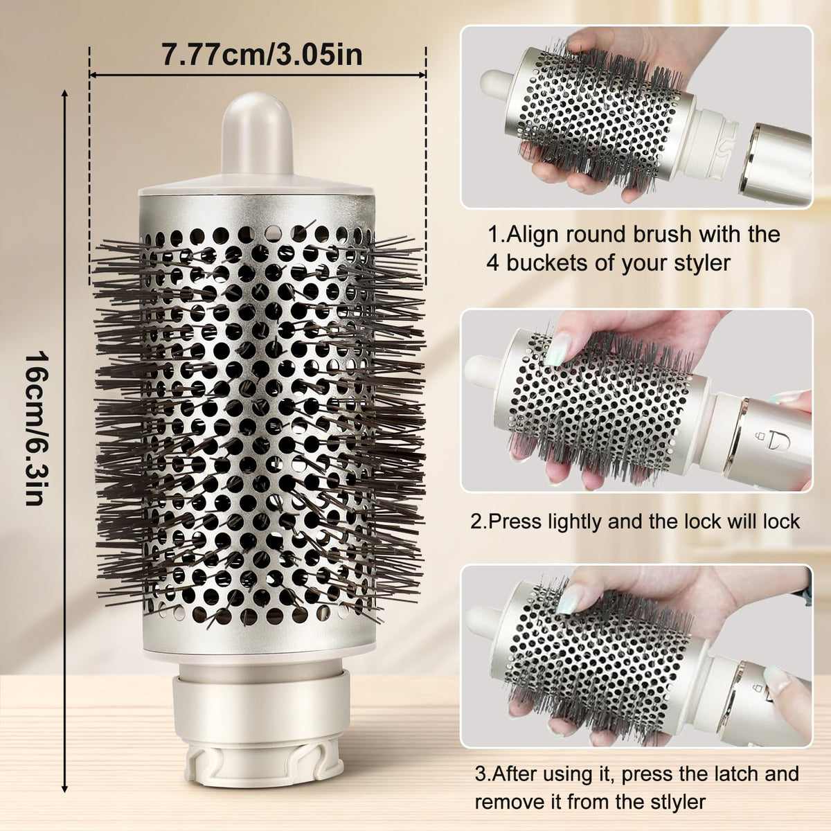 Chuancheng Large Round Volumizing Brush for Shark FlexStyle Blow Dryers, Bigger Round Brush Attachment for Straight, Wavy, Curly, and Coily Hair