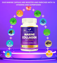 High Strength Marine Collagen Tablets - Skin, Hair, Nails & Joints - Fortified with Hyaluronic Acid, Blueberry, Biotin, Vitamin C, E, B2, B7 & Minerals - 1400MG - Type 1 90 Capsules