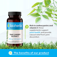 Montmorency Tart Cherry Capsules 380mg – 100 Count Natural Tart Cherry Extract Supplement for Joint Support Muscle Recovery and Sleep Aid by BIOHERBA