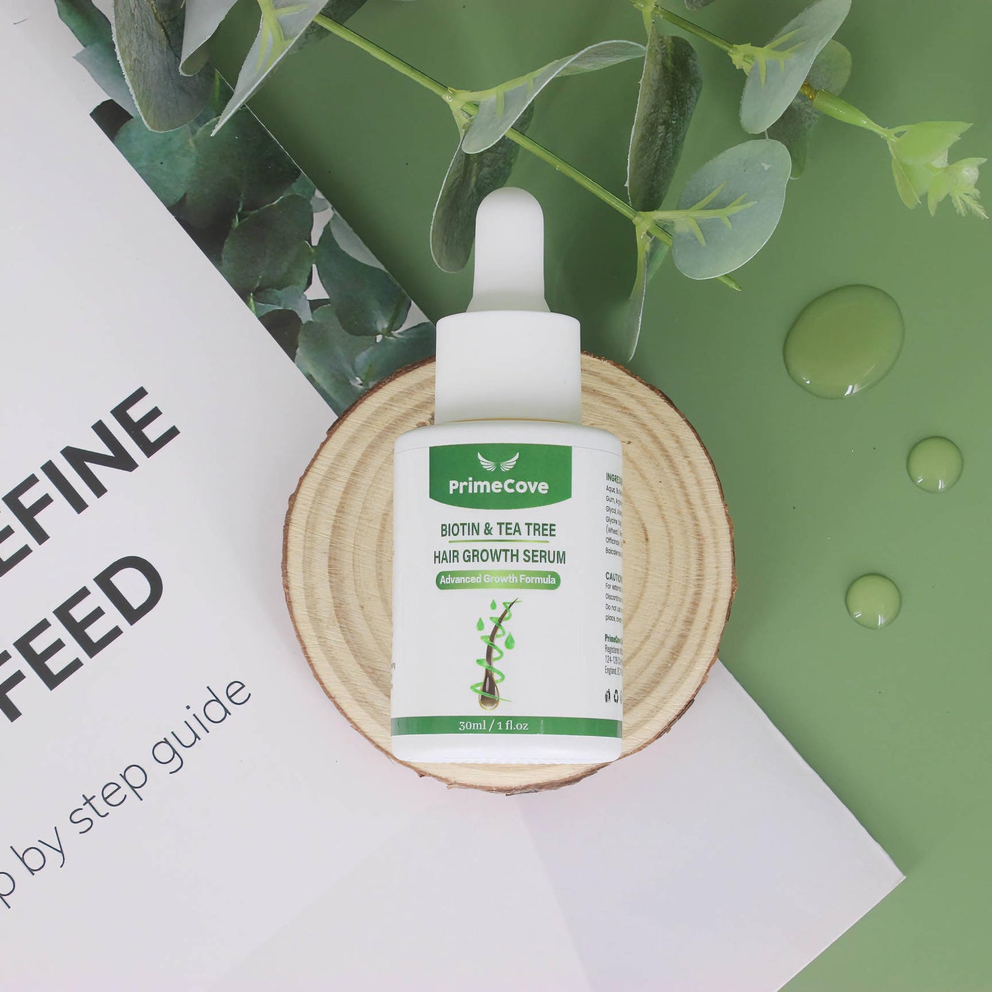 PrimeCove - Biotin & Tea Tree Hair Growth Serum (30ml) | Stimulate Growth, Reduce Graying & Nourish Roots | Advanced & Natural Formula