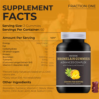 Bromelain Gummies - 1000mg Bromelain High Strength Gummies - 120 Gummies - 60 Servings - Enhanced with Turmeric 10mg and Vitamin C 80mg - Bromelain 500mg Per Gummy