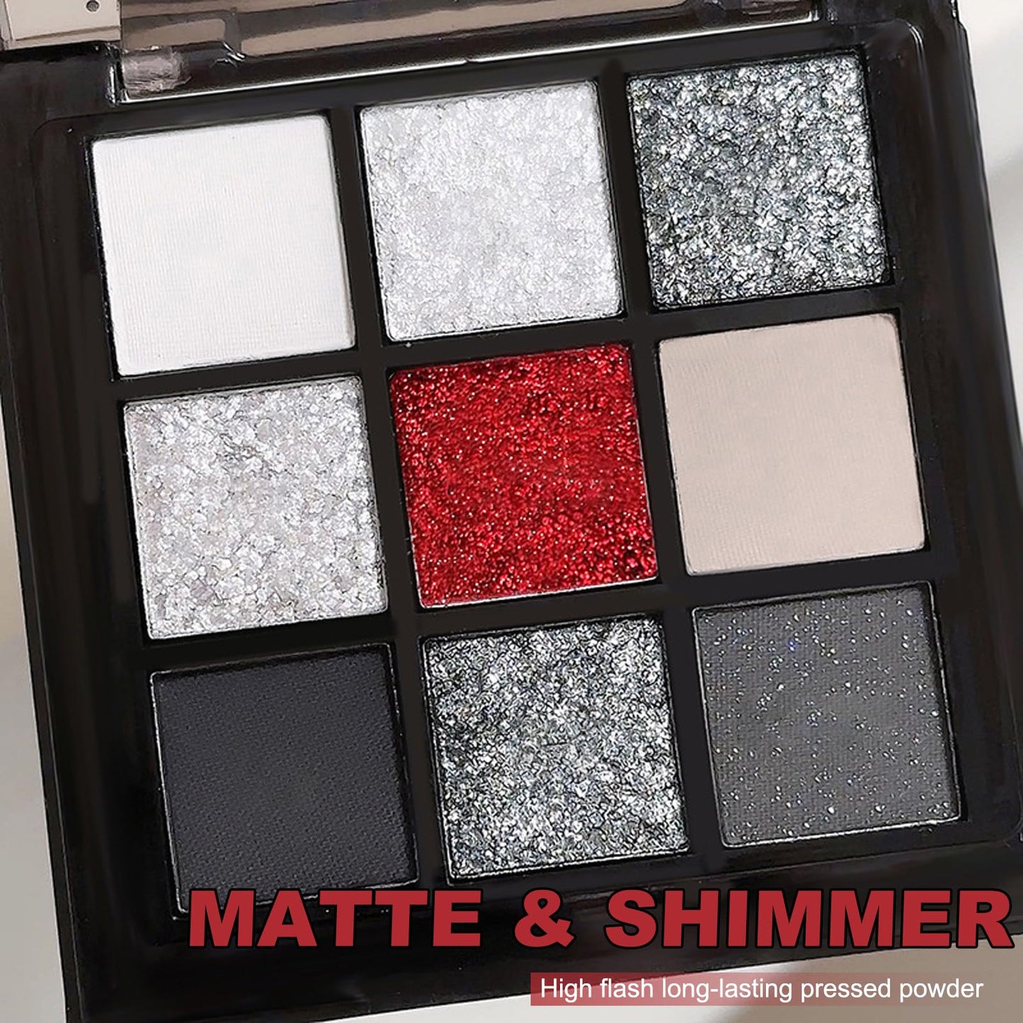 LUMKMAS Smokey Eyeshadow Palette, 9 Colors Matte Shimmer Eye Shadow Pallets for Women, Black Gray Red Eye Shadows Make-Up Palette, Highly Pigmented Gothic Eyeshadow, Smokey Cosmetics Gift