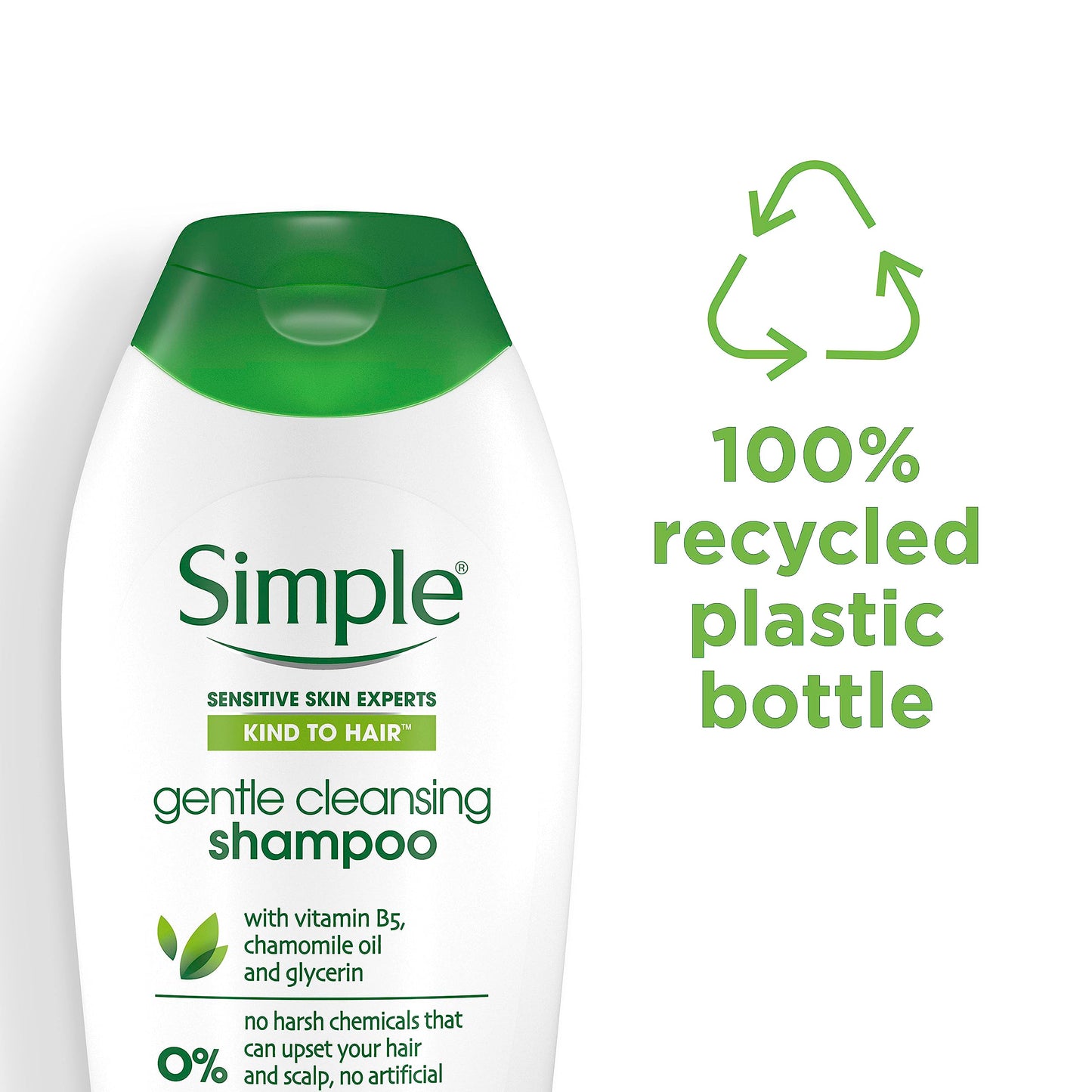 Simple Kind to Hair Gentle Cleansing Shampoo with vitamin B5, chamomile oil, and glycerin hair care for healthy, shiny hair 400 ml