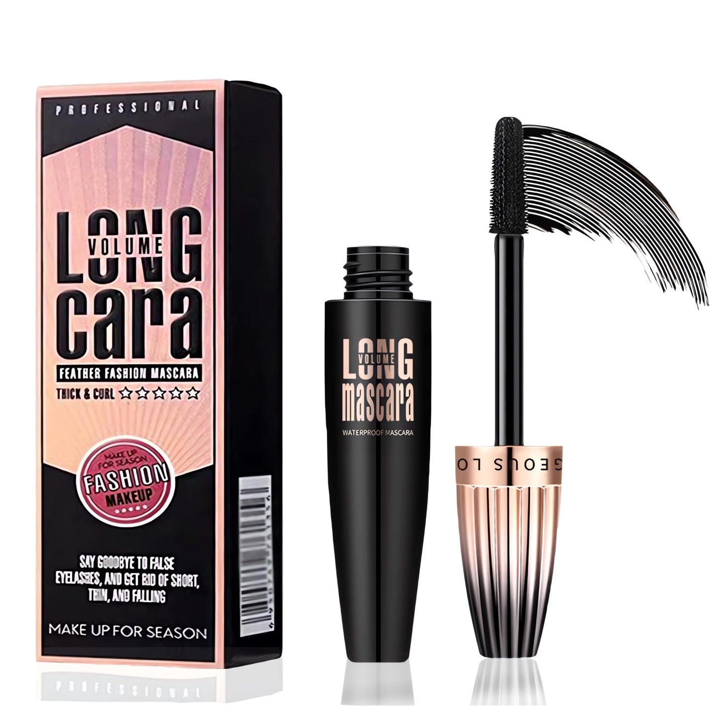 EHIOG 4D Lash Extension Mascara with Silk Fibers, Waterproof Black for Sensitive Eyes, Natural Curl & Volume, Smudge-Free, Long-Lasting Definition, Clump-Resistant Formula for Full Lashes