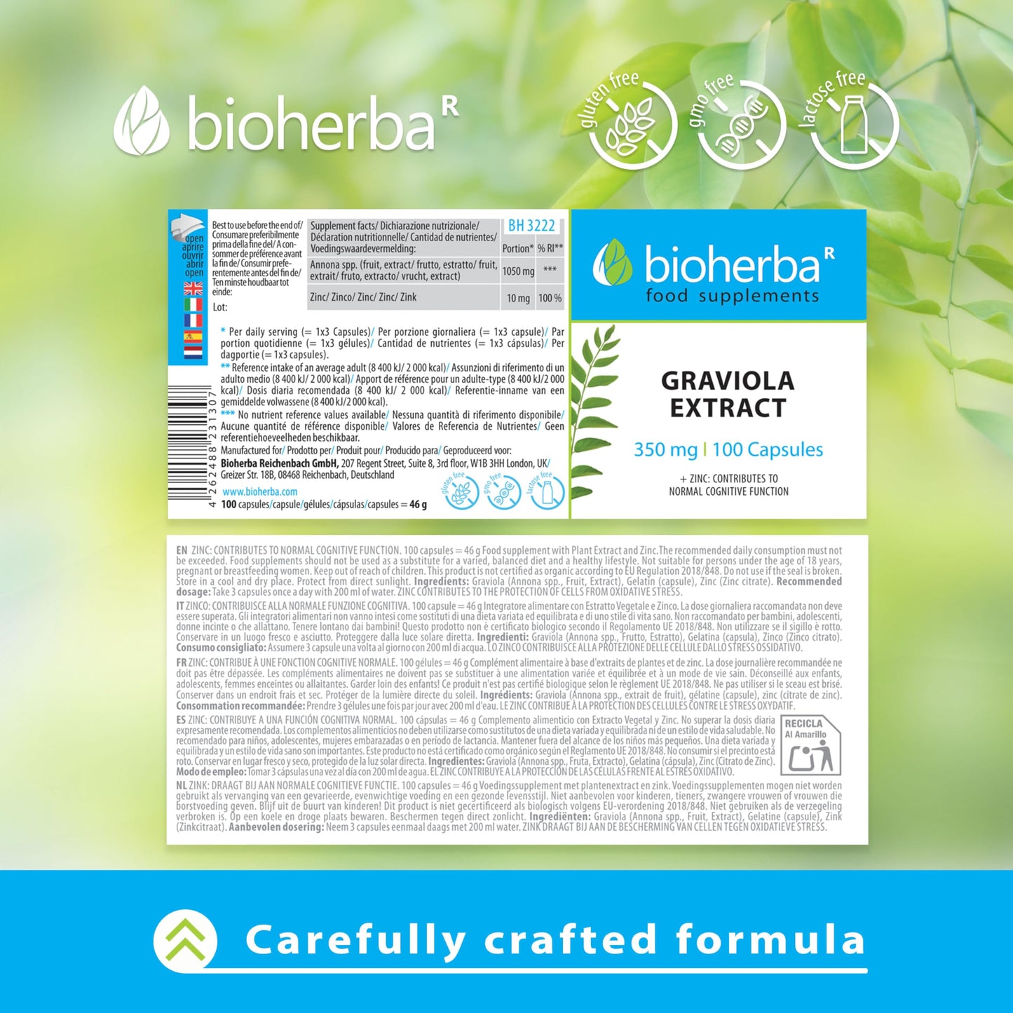GRAVIOLA Fruit Extract 350 mg – 200 Capsules Natural Immune Support and Antioxidant-Rich Supplement for Overall Health and Wellness by BIOHERBA