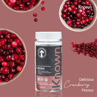Reishi 1000mg Mushroom Gummies by Known Nutrition | Natural Immune Support | Delicious Natural Cranberry Flavour | 60 Two-a-Day Vegan Gummies (One Month’s Supply)