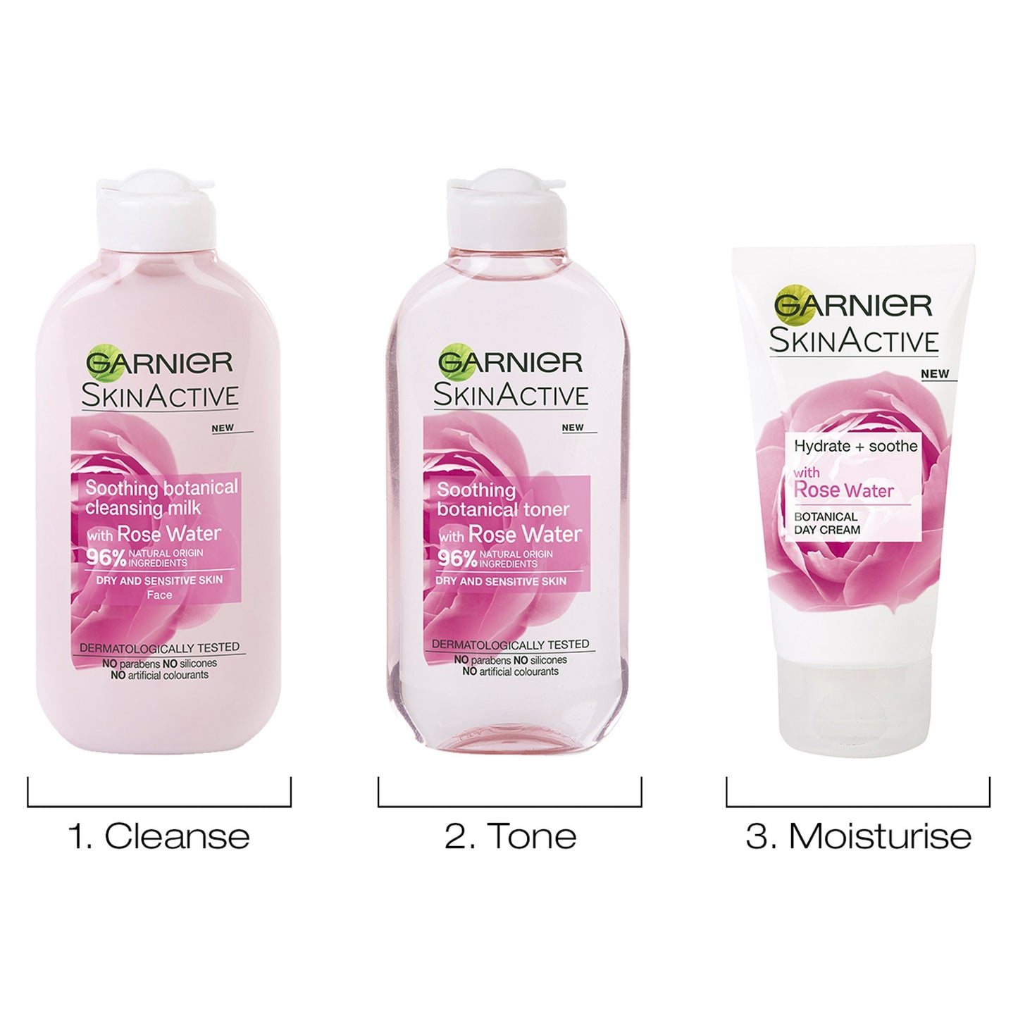 Garnier Natural Rose Water Cleansing Milk Sensitive Skin 200ml (Packaging may vary)