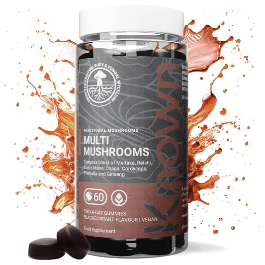 Known Multi Mushroom Complex Gummies - 2000mg Lions Mane, Reishi, Maitake, Chaga, Cordyceps, Tremella, Blackcurrant-Flavoured Gummies with L-Theanine, Ginseng, Pantothenic Acid, Iodine - Vegan (3)