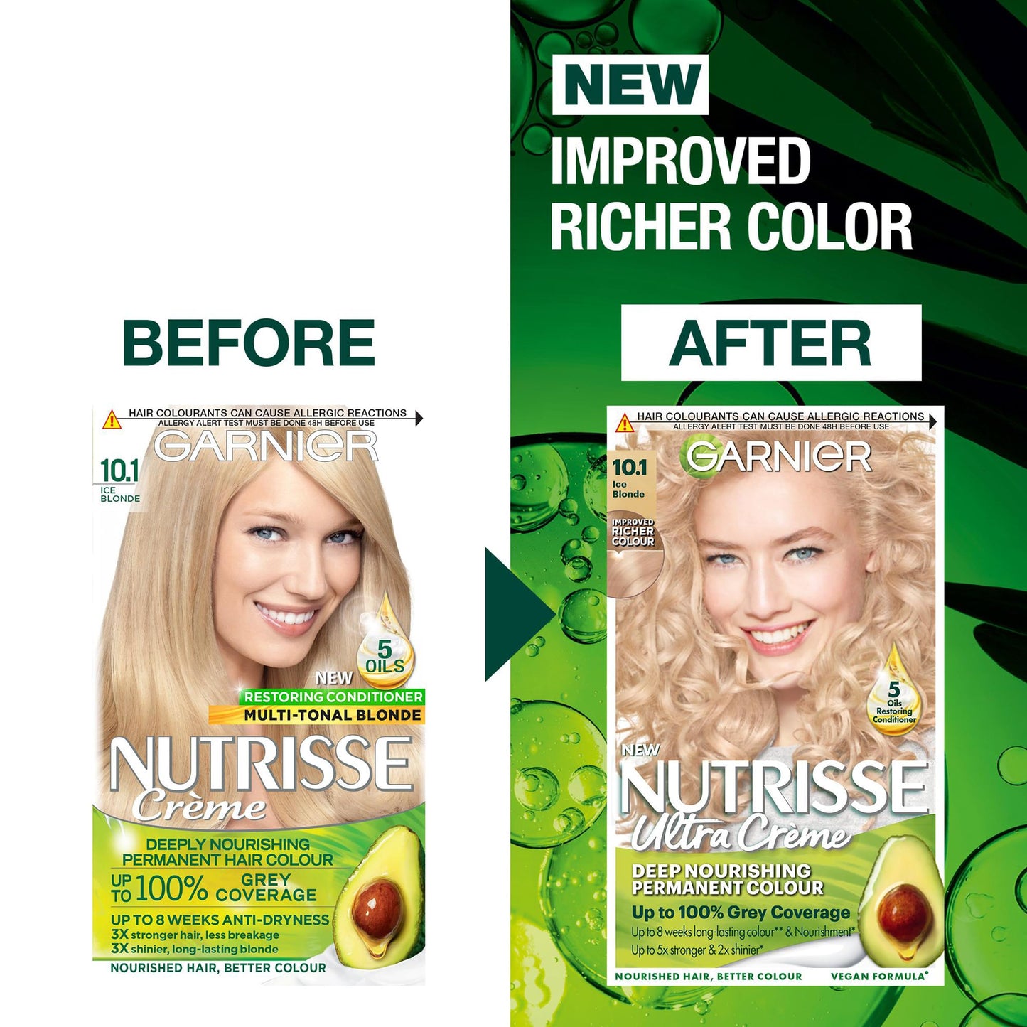 Garnier Nutrisse Permanent Hair Dye, Natural-looking, hair colour result, For All Hair Types, 10.1 Ice Blonde