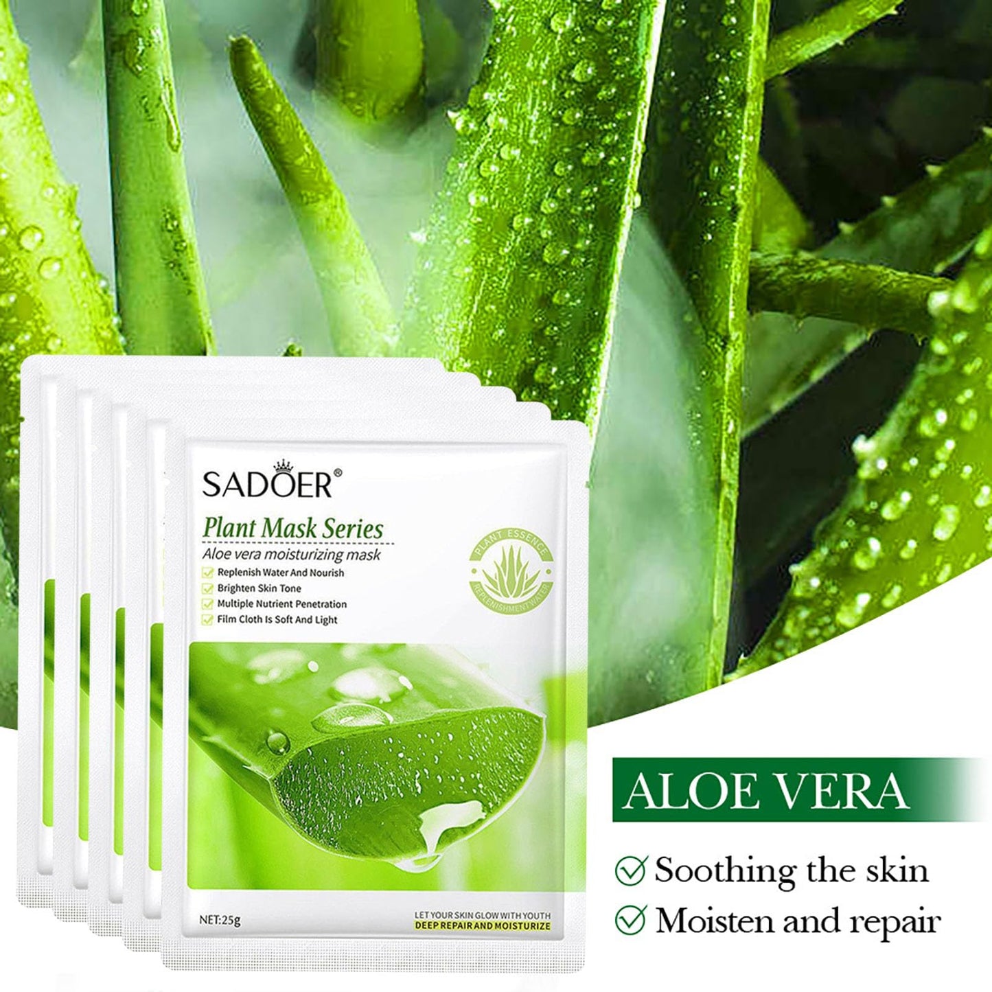 ISBEAUSOLS Aloe Vera Face Mask Set - 14PCS Aloe Skin Care Sets & Kits - Eye Mask, Lip Mask, Foot Mask, Face Mask - Eye Masks Skincare - Lip Care Set - Spa Sets for Women Gifts - Foot Care Kit for Teenage Girls
