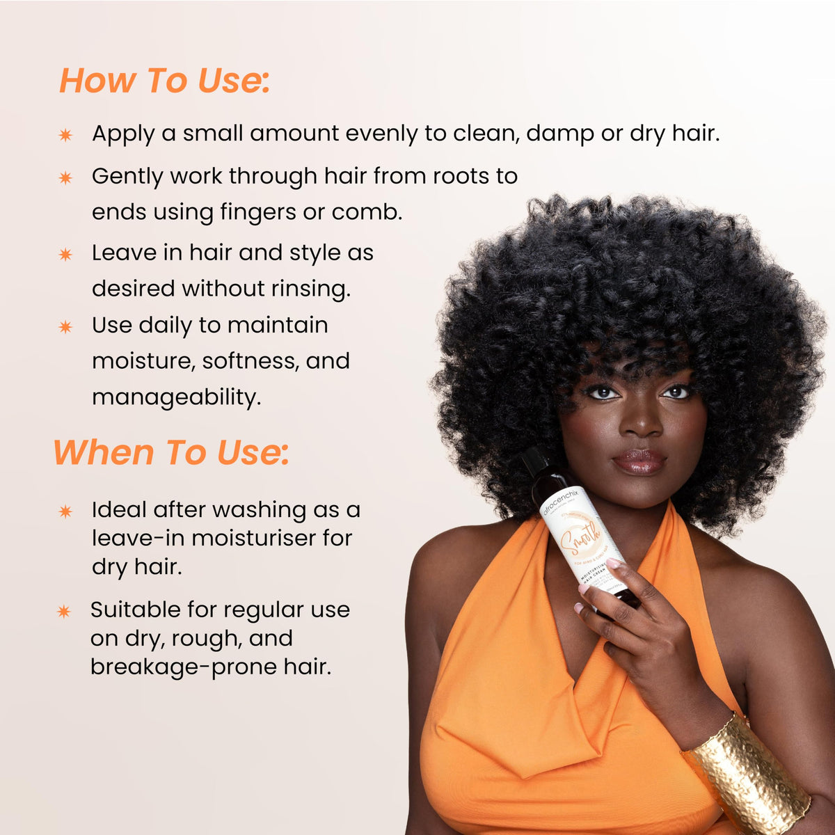 Afrocenchix Smooth Moisturising & Styling Cream, with Aloe Vera, Shea Butter & Coconut Oil extracts to Moisturise, Soften, Minimize Breakage & Make Styling Easy for Afro & Curly Hair, 60 ml