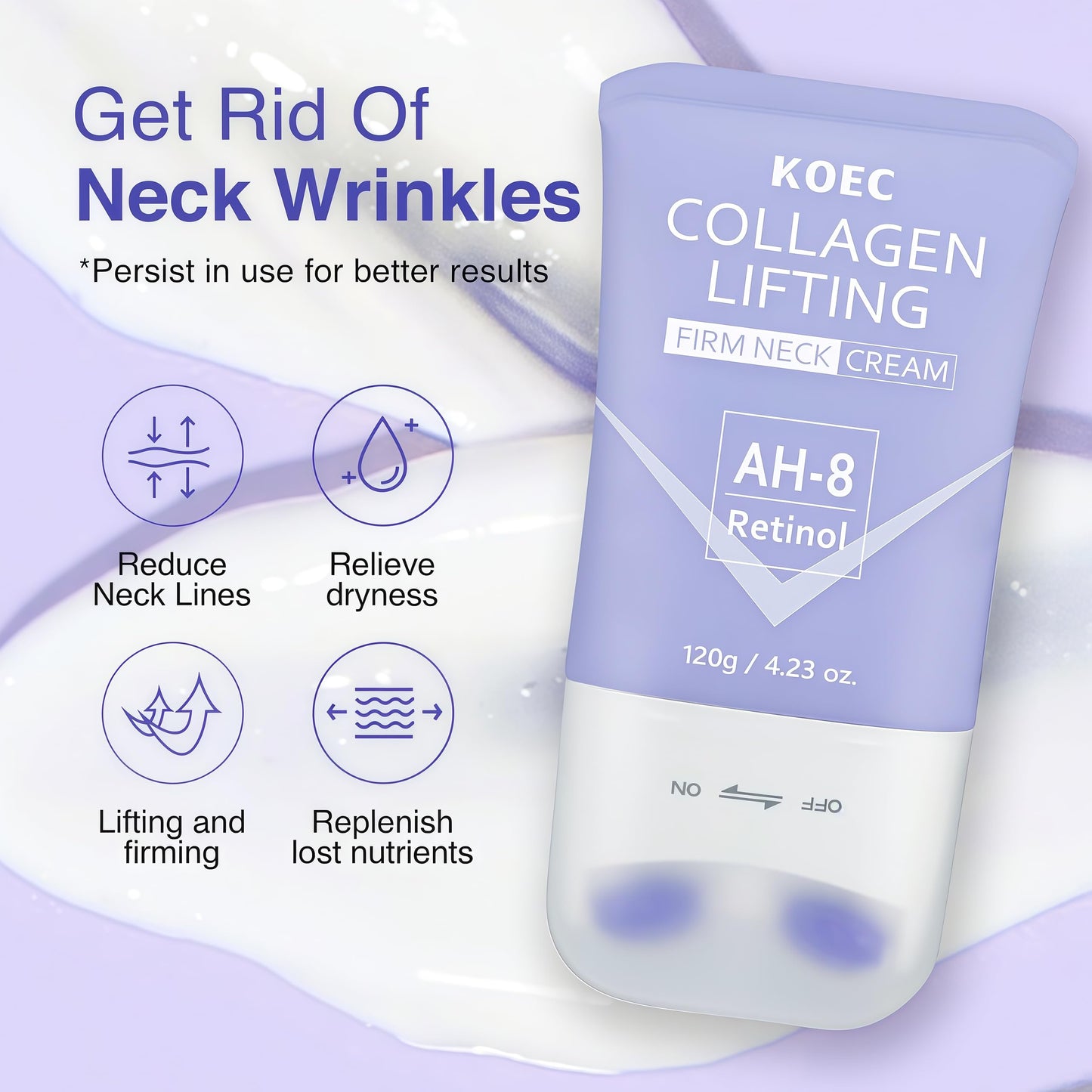 TMYIOYC ANGEL SILK AH-8 Collagen Neck Firming Cream - Best for Tightening Sagging Skin, Neck Cream for Sagging and Tighten, Retinol Neck Tightening Cream with Roller, Tighten and Lift Neck Cream 2pcs