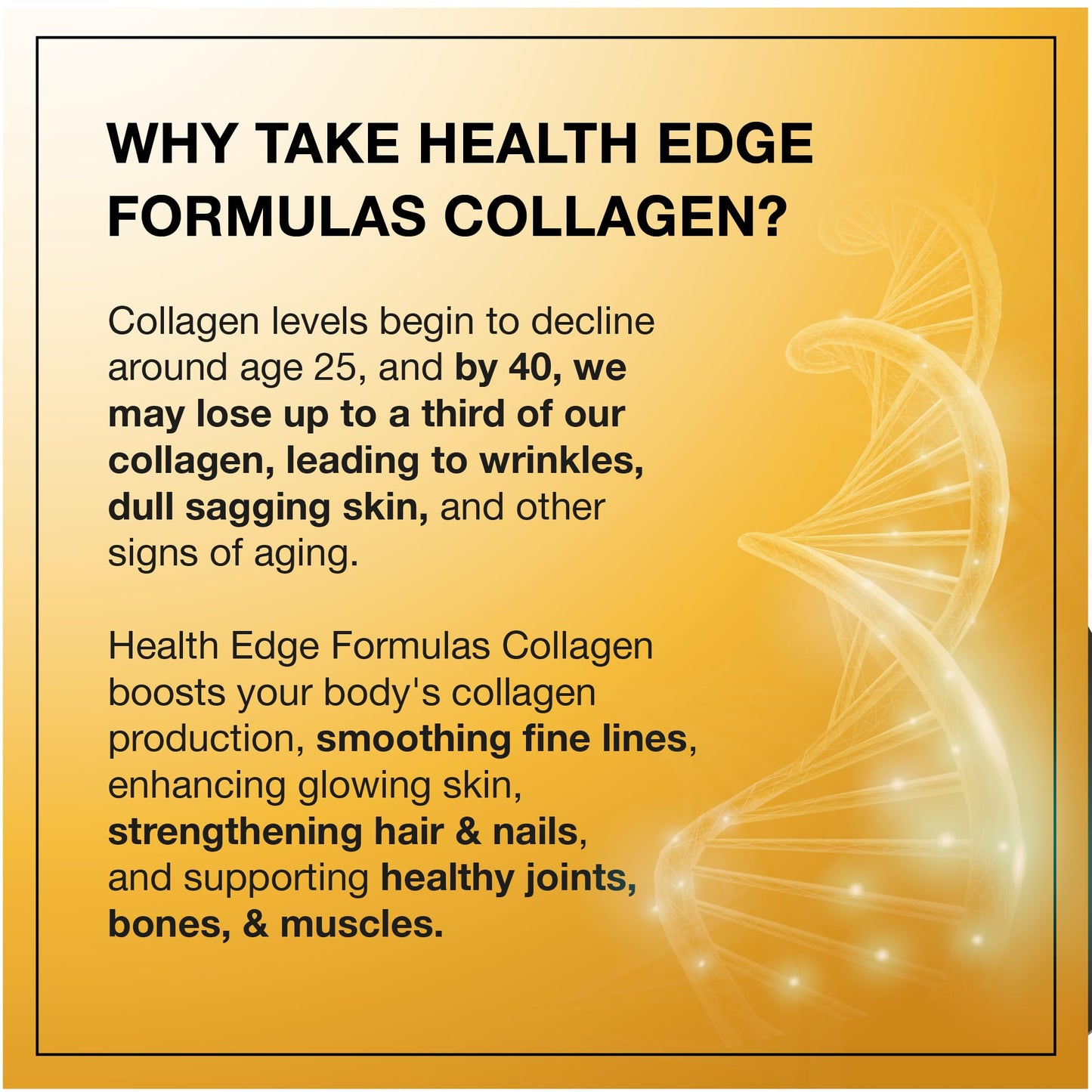 Health Edge Formulas Collagen Gummies - High Strength - for Skin, Hair, Nails, Bones, Muscles & Joints. Hydrolysed Collagen Peptides - Natural Pineapple Flavour, No Additives or Preservatives