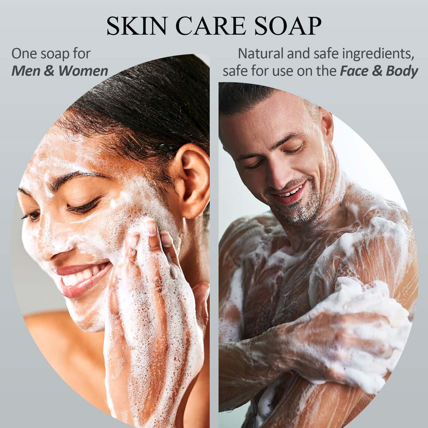 Bamboo Charcoal Soap, Salicylic Acid Soap Bar, Men's Cleansing Soap with Exfoliating Particles, AHA Soap for Oil Control, Pore Shrinking, Remove Blackhead Acne for Face and Body, 3x100g