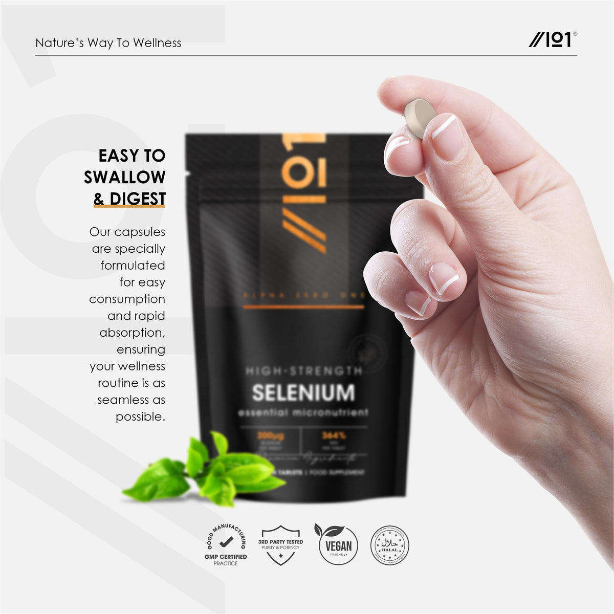 ALPHA01 Selenium 200mcg - 180 Tablets – Yeast Free L-Selenomethionine Supplements – Natural Immune System & Thyroid - Resealable and Recyclable Pouch by Alpha01