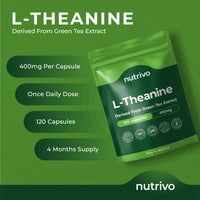 L Theanine 400mg | 120 Vegan Capsules - 4 Months Supply | Good Alternative to L-Theanine Powder, Gummies and Drops | UK Made L'Theanine Supplement
