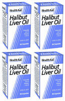 HealthAid Halibut Liver Oil Capsules - Pack of 4, Total 360