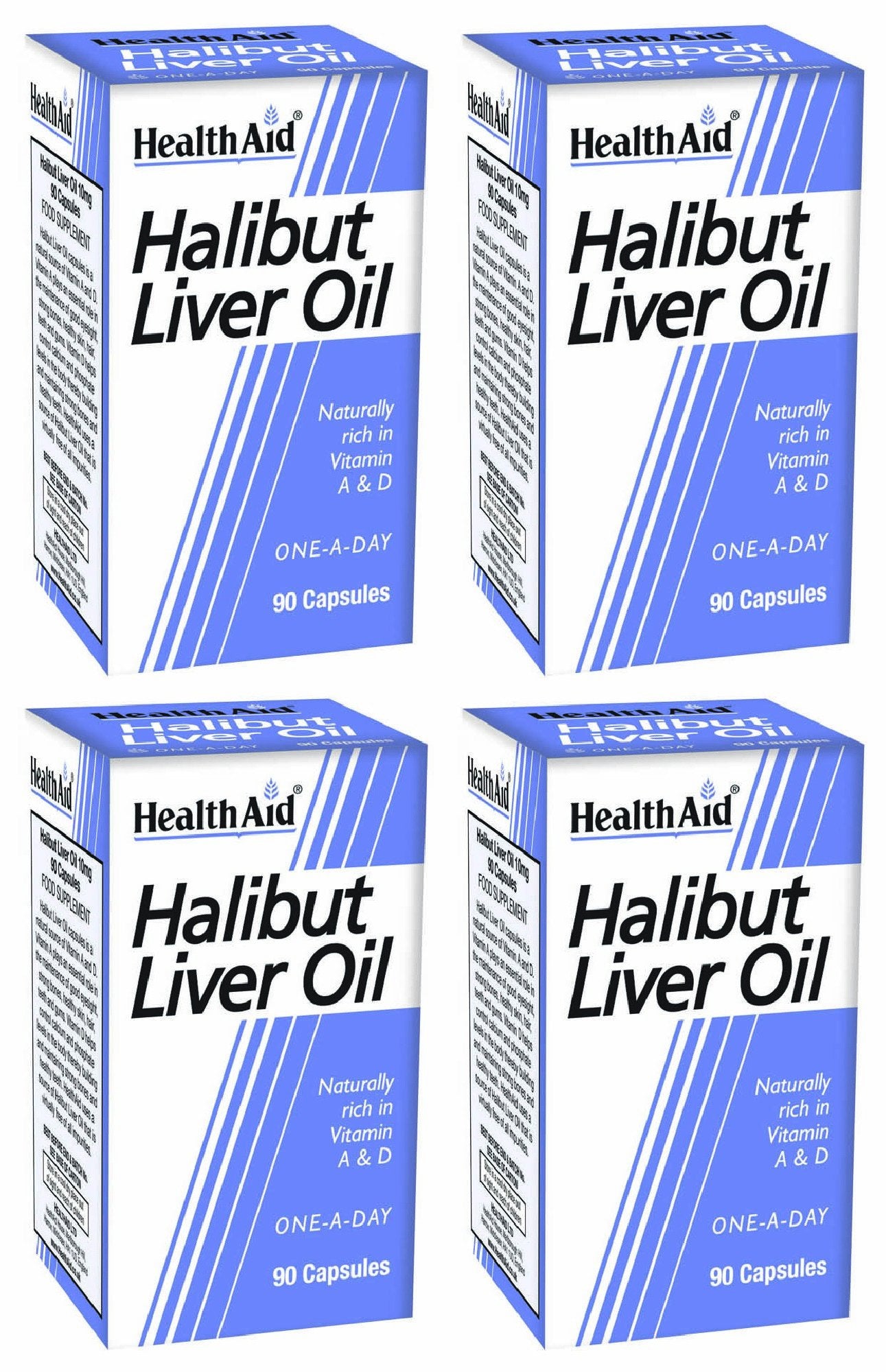 HealthAid Halibut Liver Oil Capsules - Pack of 4, Total 360
