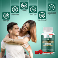 ProNutriWorld Ashwagandha & Chamomile Gummies High Strength Root Extract | Natural Stress Relief & Better Sleep Botanical Blend with Vitamin B6 & Lavender - 60 Two-a-Day Gummies | Mango Flavour