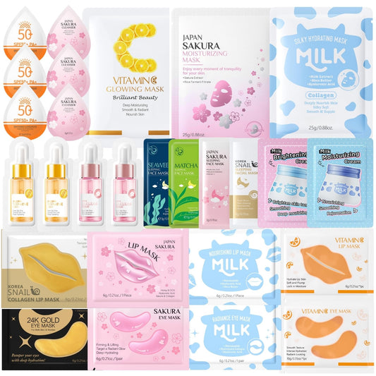 Cureluxe 27PCS Pamper Gifts for Women - Teenage Girls Gifts - Skincare Set with Face Mask,Sleeping Face Mask,Face Serum,Face Cream,Body Cream,Lip Mask,Eye Patch - Birthday Gifts for Women - Skin Care Gift Set