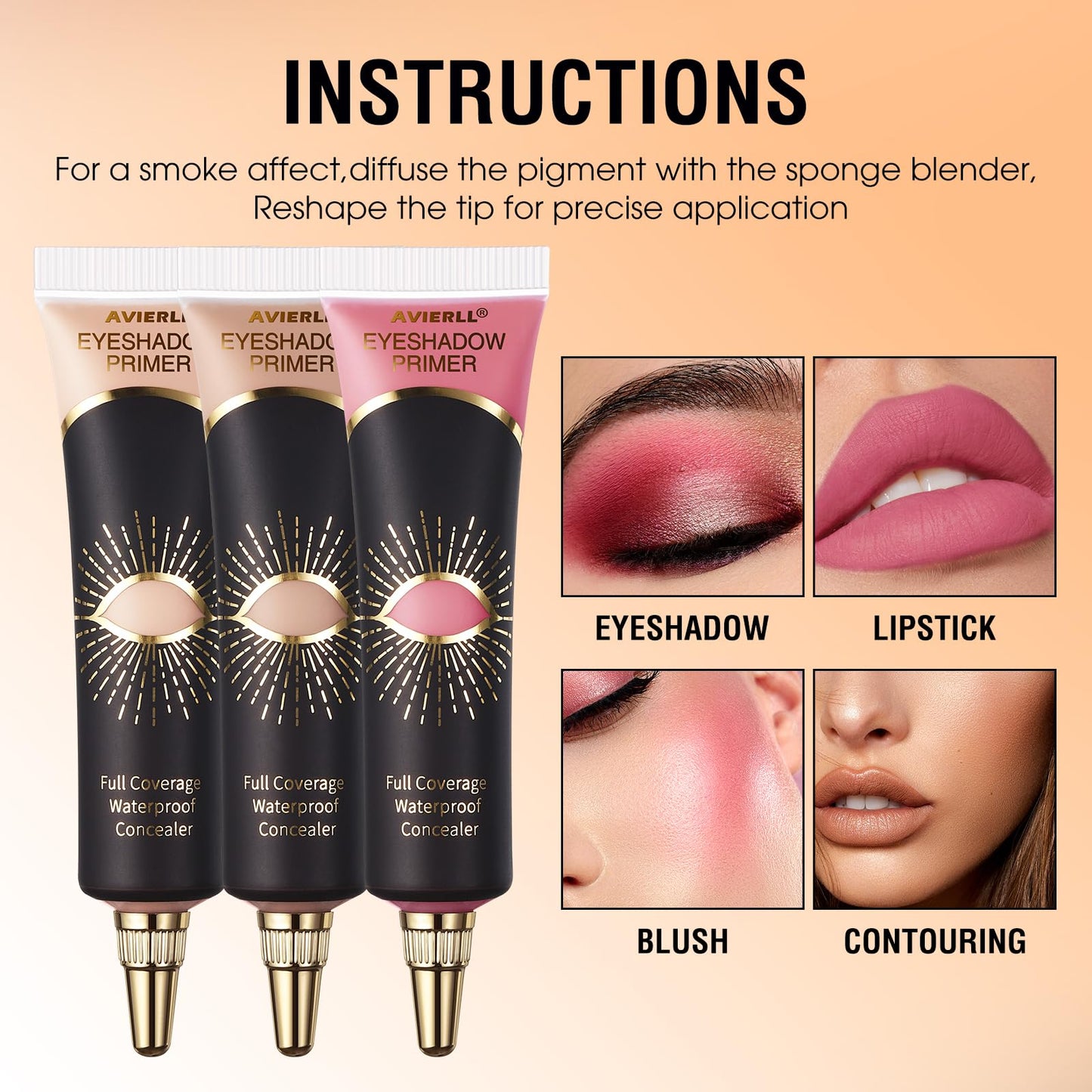 OKAQEE Eyeshadow Primer - Cream Eye Primer - Eye Base for Long Lasting Eye Makeup - Cream Colorful Eyeshadow Base for Eyelid - Matte Full Coverage Concealer Makeup for Mature Skin (02 MEDIUM)