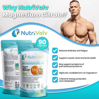 Magnesium Citrate 600mg | Providing 180mg Elemental Magnesium Per Serving | 90 Vegan Capsules (3 Months Supply).| Supports Muscle and Bone Health.