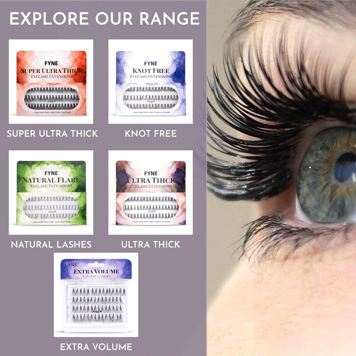 FYNE Super Ultra Thick Individual Eyelashes - 60 Short Invidivdual Eyelash Clusters, 8mm Ultra Thick Natural Lashes - Volume Cluster Lashes - Durable False Eyelash Extensions - 1 Pack of Lashes