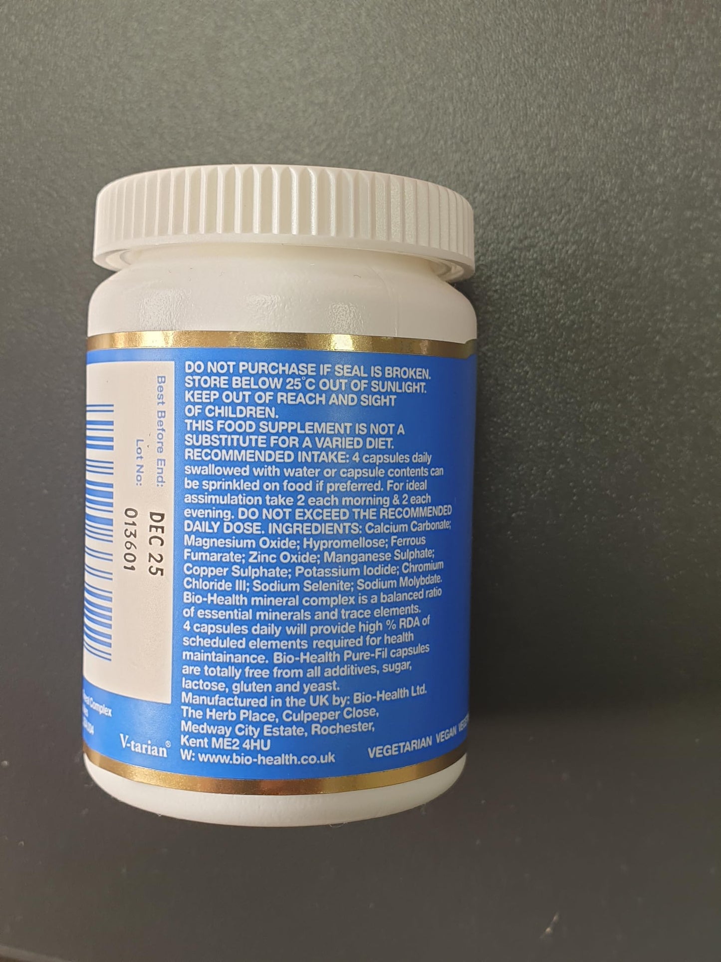 Bio-health Bio-Health Extra Mineral Complex Food Supplement for General Health, Multi Mineral Calcium, Zinc, Magnesium and Iron, Supports Muscular Activity and Nerve Function, 60 Capsules