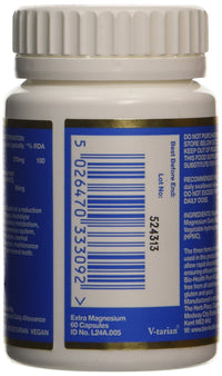 Bio-Health Extra Magnesium Food Supplement for General Health, Supports Normal Function of Nervous System, Beneficial for Bones and Muscular Function, Additive Free, 60 Capsules