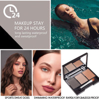 HAORQEE Eyebrow Eyebrow Powder Palette, Dark Brown Light Brown Brow Powder Shaping Kit Eyebrow Filler Brow Tint Root Touch Up Face Contour Hairline Powder, Natural Waterproof Long Lasting Make-Up Palette