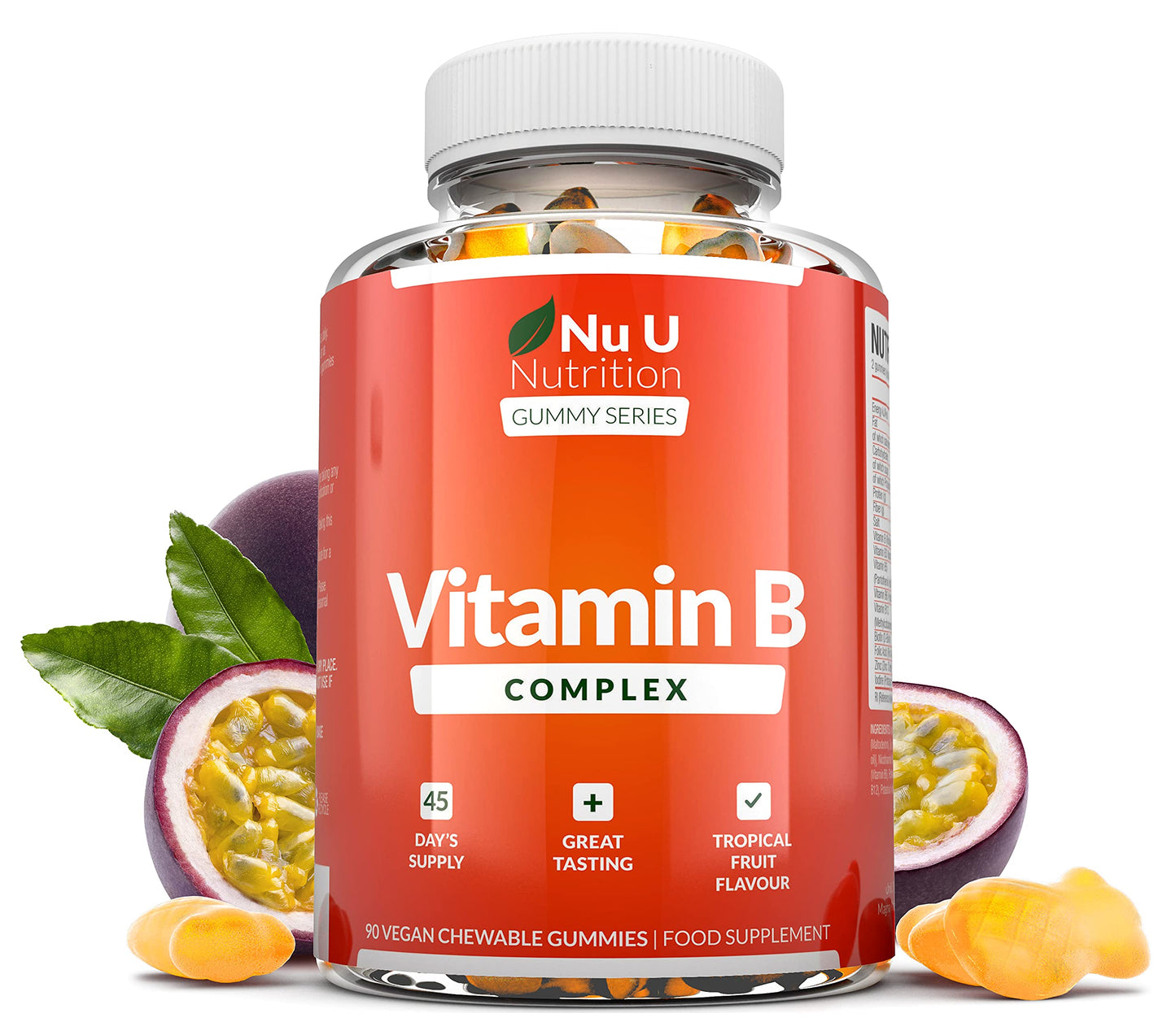 Vitamin B Complex Gummies for Adults & Kids - 90 Vegan Gummies - Vitamins B2, B3, B5, B6, B8, B9, B12, Zinc & Iodine - 3 Month Supply - Supports Energy Production