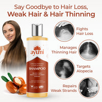 Ayumi Strengthening & Thickening Shampoo For Thin Weak Hair Contains Amla Bhringraj Extracts to Help With Growth Stimulation Delicately Cleanses the Scalp - 1 x 250ml